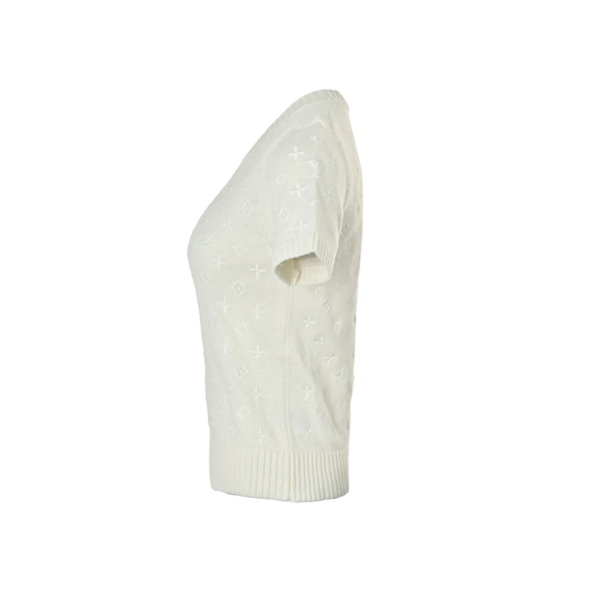 Louis Vuitton/Louis Vuitton 26ss women's presbyopic embroidered knitted short sleeves